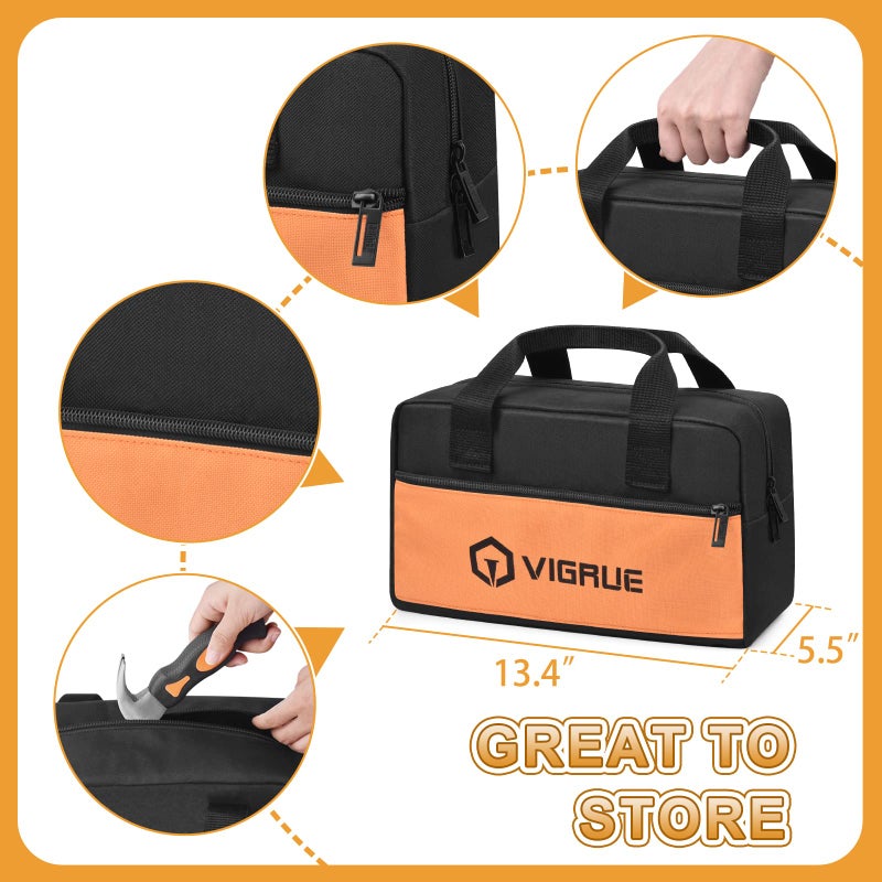 VIGRUE فيغرو ؟؟؟؟؟؟؟؟ ؟؟؟؟؟؟؟؟؟ ؟؟؟؟؟؟  هدية للأطفال، مجموعة أدوات يدوية حقيقية مع حزام وحقيبة، ملحقات تعليمية صغيرة لبناء الأولاد، مفك براغي مطرقة للمنزل DIY أعمال النجارة - Image 4